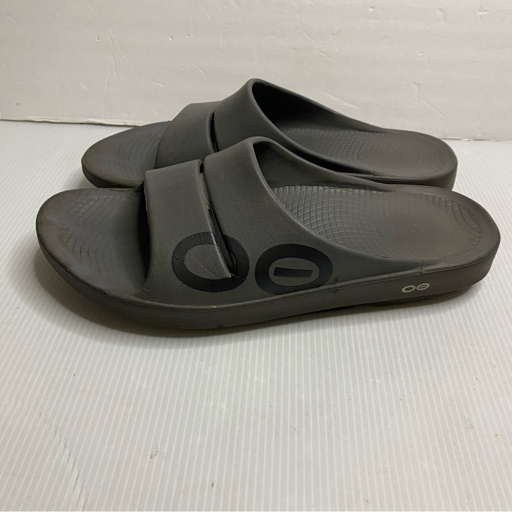 OOFOS Black Slide Sandals - Comfortable Everyday Slip-Ons Mens 11 Womens 13